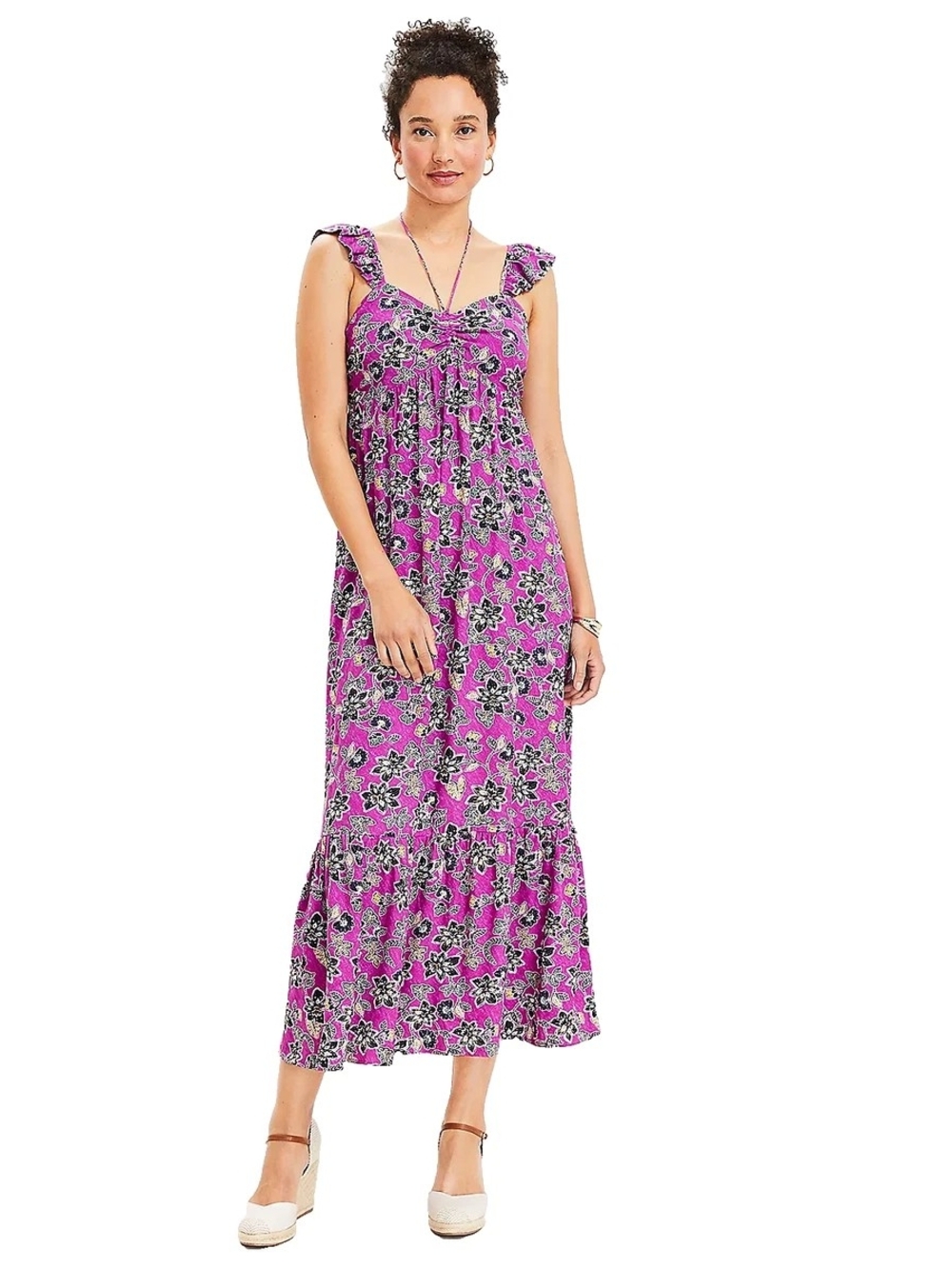 Loft EUC Ruffle Cap Sleeve Floral Maxi Dress SIZE 14